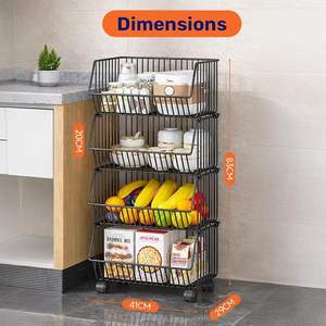 Panier de rangement moderne en fil métallique noir avec poignées, organisateur de placard durable pour la maison - Product Image 3