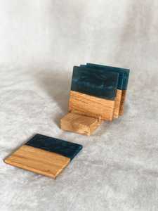 Rustic Acacia Wood Resin <b>Coaster</b> Set Eco-Friendly Handmade <b>Drink</b> <b>Coasters</b> for Housewarming & Wedding Gifts - Product Image 4