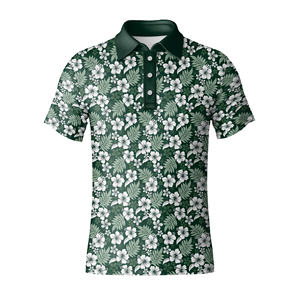 Camisa polo de golf para hombre con estampado tropical a la moda, tela elástica de alto rendimiento, camiseta polo cómoda y atlética para conjunto de verano - Product Image 2