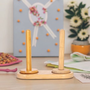 Bamboo Double Yarn Holder Magnetic Rotating Yarn Ball Stand Anti Slip Knitting Crochet Rack <b>Desk</b> <b>Organizer</b> - Product Image 2