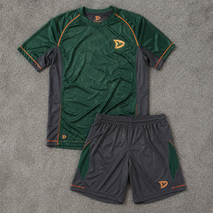 Kit d'équipement de football en salle OEM Premium, ensemble maillot et short de futsal personnalisé vert foncé graphite, fournisseur - Product Image 1