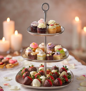 Fancy 3-Tier Decorative <b>Cake</b> <b>Stand</b> Aluminum Metal Cupcakes Dessert <b>Stand</b> For Weddings Parties And Stylish Hotelware Accessories - Product Image 4