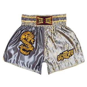 Shorts de Muay Thai con diseño personalizado, material satinado, transpirable, ligero, cintura elástica para entrenamiento en el gimnasio, para hombres y mujeres, ropa deportiva. - Product Image 1