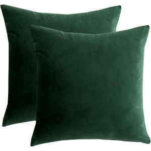 Rainroad 18x18 Inch Dark Green Soft Square Throw Pillow Covers <b>Cushion</b> Case for Sofa Couch <b>Bed</b> or Chair Decorative Pillows - Product Image 1