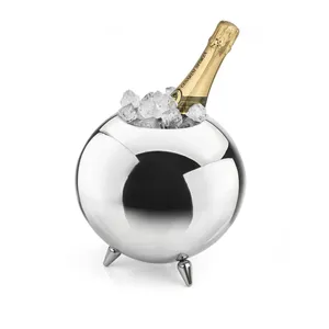 Moderno Cubo Redondo de Acero Inoxidable para Bebidas con Hielo para Enfriar Vino y Champaña, Pieza Decorativa de Mesa - Product Image 1