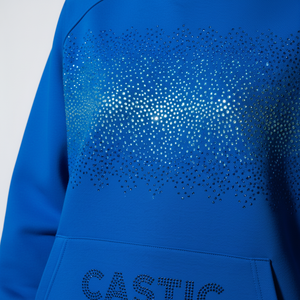 Ensemble sweat à capuche zippé et pantalon de survêtement en molleton bouclette 500 g/m² pour homme, avec strass, délavage acide, style streetwear, logo personnalisé, OEM - Product Image 3