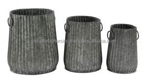 Macetas galvanizadas de Metal, diseño acanalado con asas - Product Image 4