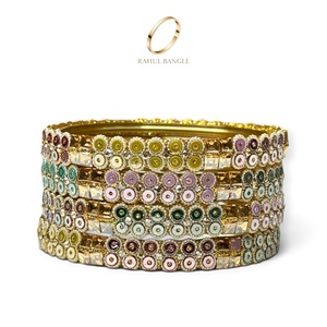 Bracelets en verre doré micro-incrustés de zircone, style goutte de pluie, motif miroir, style cachemire, plaqués or, tendance, pour mariage et occasions festives, prix de gros - Product Image 3