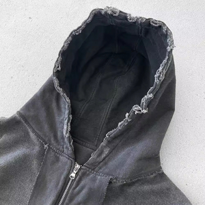 Sudadera con Capucha para Hombre, 100% Algodón, Tejido Grueso, Estilo Vintage, Lavado Ácido, Ecológica, Personalizada, Streetwear, Tallas Grandes, con Parches y Efecto Desgastado, de Diseñador - Product Image 3