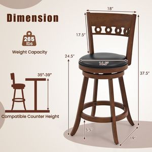 Set di 2 sgabelli da bar girevoli con struttura in legno di gomma resistente - Product Image 4