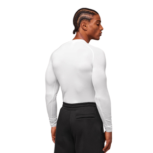 T-shirt à manches longues à compression en blanc pour homme, vêtements de sport, vêtements de sport et d'entraînement avec tissu extensible et respirant - Product Image 2