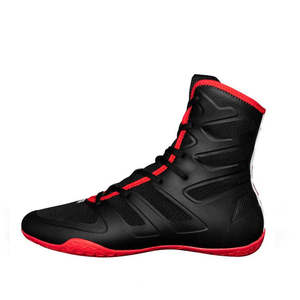 Chaussures de boxe en gros durables à tige haute pour l'entraînement de combat, légères avec semelle antidérapante pour les athlètes de boxe, MMA et kickboxing - Product Image 1