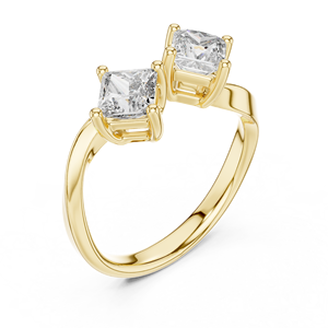 Ensemble de bagues d'amour minimalistes en diamant taille princesse, or rose 18 carats plaqué rhodium, certifié IGI, pour la Saint-Valentin, mariage, fiançailles, fête - Product Image 6