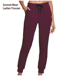 Pantalon décontracté en coton 100% lavé, coupe bootcut, avec cordon de serrage intérieur en polaire, personnalisé pour femme - Product Image 1