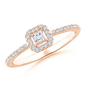 Anillo de Compromiso con Diamante Cultivado en Laboratorio con Corte Princesa Certificado, con Diamantes Laterales Redondos en Oro de 10K, 14K, 18K, Plata 925, 935 - Product Image 3