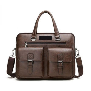 Bolsos para Portátil de Cuero Sintético al por Mayor con Logotipo Personalizado, Bolsos de Hombro de Cuero PU para Portátiles, Bolsos para Portátiles de Cuero Genuino PU OEM - Product Image 2