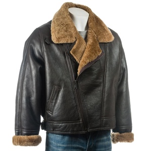 Genuine <b>Leather</b> Solid Color <b>Men</b> <b>Jacket</b> with Turn Down Collar Real <b>Leather</b> Solid Color <b>Men</b> <b>Jacket</b> for Winter Season Wear - Product Image 1