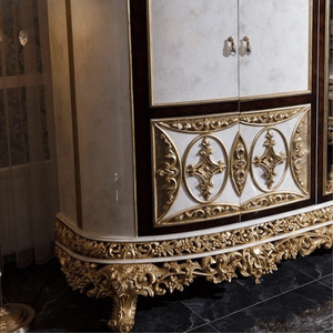 Armario Clásico Europeo de Caoba de Alta Gama Personalizado, Armario de Lujo con Tallado Dorado, Panel Decorativo de Marfil, Muebles para Dormitorio - Product Image 3