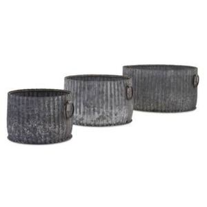 Vintage <b>Galvanized</b> Metal Planter Pot, Rustic Farmhouse Style Decorative Flower <b>Bucket</b> with Side Handles for Garden Decor Planter - Product Image 6