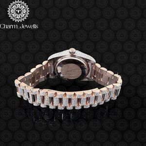 Reloj de Lujo para Hombre Charm Jewells, Estilo Vintage, Oro Rosa, Acero Inoxidable, Cristal con Bisel de Diamantes, Movimiento Mecánico Analógico, Visualización de Fecha - Product Image 5