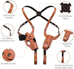 2026 Meilleures ventes : Étui dissimulé en cuir fait main à double poche élastique, avec bandoulière réglable pour sports de plein air, unisexe - Product Image 4