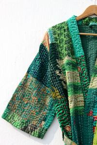 Nueva llegada de chaqueta Kantha de algodón puro de retazos con 2 bolsillos delanteros cosidos a mano abrigo largo bohemio para mujer - Product Image 6