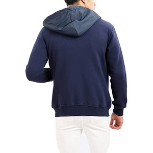Sweat-shirt à capuche zippé bleu marine pour homme, coupe classique, décontracté, couleur unie, en molleton bouclette, idéal pour l'automne - Product Image 3