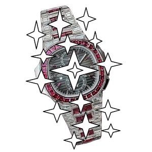 Luxury Mechanical Watch With Pink Bauggute Stainless Steel Band Analog Dial Sapphire Crystal <b>Chronograph</b> - Product Image 1