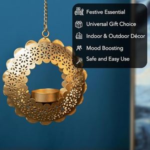 Hanging <b>Candle</b> <b>Holders</b> With Floral Cutouts Heat Resistant Home Decoration <b>Lanterns</b> - Product Image 4