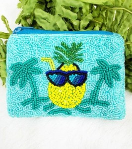 Trendy Fruit Handwork Glass <b>Seed</b> Beaded Coin Purse Mini Cosmetic Bag For Travel Event Gifting Decorative Fashionable Coin Holder - Product Image 1