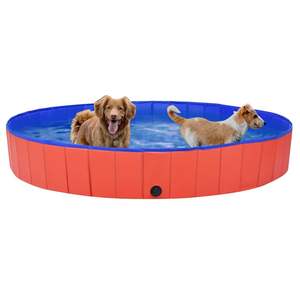 Piscine pour chien extra large en PVC rouge, design circulaire pliable - Product Image 3