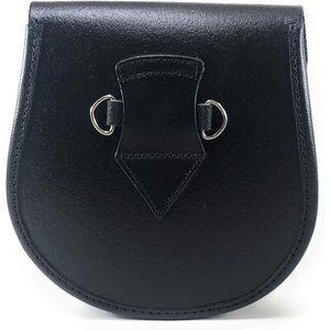 Sporran medieval de cuero genuino negro con nudo celta, doble relieve, para kilt escocés, con cadena y cinturón - Product Image 2