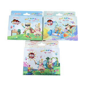 Crayons de 12 couleurs avec logo personnalisé, crayons non toxiques, vente en gros, ensemble de peinture artistique respectueux de l'environnement pour enfants - Product Image 3