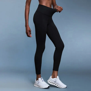 Leggings de yoga taille haute pour femmes, logo personnalisé, couleur unie, séchage rapide, pantalon en Spandex/Nylon pour l'entraînement en extérieur - Product Image 3