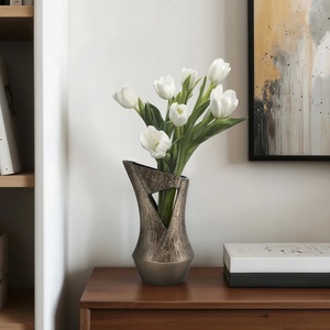 Vase de table décoratif pour fleurs, idéal pour la décoration de mariage, design personnalisé, moderne, transparent, effet craquelé, en fer, élégant, luxueux, pour la maison - Product Image 4