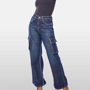 Pantalones Vaqueros Cargo de Mezclilla de Cintura Baja para Mujer, ODM/OEM, Pantalones Cargo con Bolsillos con Solapa Térmica, Pantalones Vaqueros de Moda para Mujer - Product Image 6