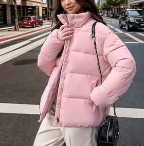 Blouson d'hiver matelassé pour femme, style coréen, col montant, fermeture éclair, épais, prix usine Chine-Bangladesh - Product Image 4