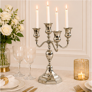 Luxury <b>Silver</b> 5-Arm Metal Candelabra Bulk Wholesale Tabletop <b>Candlestick</b> Holder for Wedding Event Table Centerpieces Decor - Product Image 4