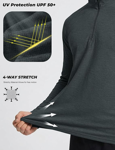 Camiseta Deportiva Personalizada para Hombre con Cuello Alto y Cierre de Cremallera |   100% Poliéster Transpirable de Secado Rápido |   Ropa Deportiva para Deportes de Invierno al Aire Libre - Product Image 4