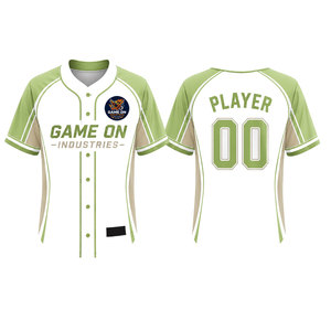 Camiseta de Béisbol Game On Industries para Hombre, Manga Corta, Blanca y Verde, Sublimada, Absorbe la Humedad, Corte Regular, Ropa Deportiva para Adultos - Product Image 4