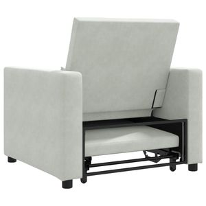 Canapé-lit simple gris clair 90 x 165 x 87 cm en velours avec fonction extensible - Product Image 5