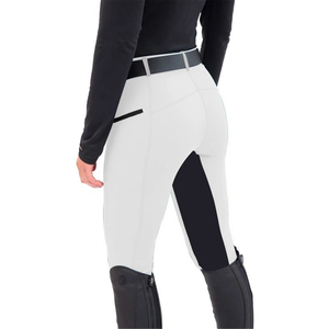 Pantalones de montar elásticos ajustados de mezclilla con cintura media, lavado claro, para hombre y mujer, estilo casual, de largo completo - Product Image 3