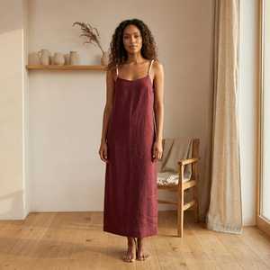 Vestido Maxi de Lino sin Espalda para Mujer con Tirantes de Perlas, Espalda Profunda, Vestido de Playa de Verano, Cintura Natural Sólida, Estilo Elegante y Minimalista - Product Image 2