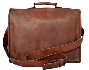 Bolso bandolera de cuero genuino de vaca de primera calidad, estilo vintage, de alta gama, para hombre, con solapa. - Product Image 2