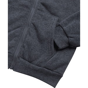Sweat-shirt unisexe à capuche zippé en molleton de coton gris foncé uni, coupe décontractée, avec poches, idéal pour l'automne - Product Image 6