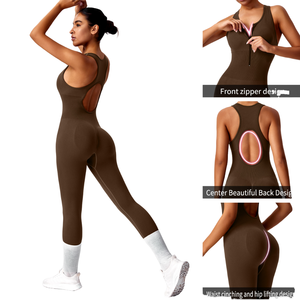 Conjunto de Yoga y Pilates de Marca Famosa al por Mayor, Sólido, Transpirable, Elástico, Sin Costuras, Acanalado, con Cierre Frontal Medio, Ecológico, Estilo Racerback - Product Image 1