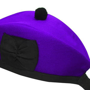Casquette Glengarry violette, chapeau traditionnel 100% laine, laine acrylique, tartan, accessoires pour dudels, ruban en polyester et coton - Product Image 3