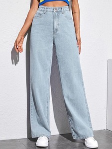 100% Cotton Women's <b>Boot</b> Cut Jeans-Mid Waist Knee-Length Eco-Friendly Soft Stretch Cotton Blend with Vintage Ripped Details - Product Image 1