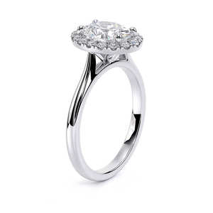 Anillo de Compromiso y Boda con Halo de Diamantes Cultivados en Laboratorio, Corte Ovalado, 2.15 CTW, Oro Sólido de 14 Quilates, Chapado en Rodio, Certificado IGI, Anillo Nupcial de Lujo - Product Image 3