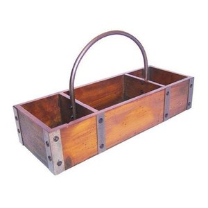 Caddie de rangement pour outils en bois avec poignée et compartiments, style rustique, pour ateliers, type sur pied, à un seul niveau - Product Image 3